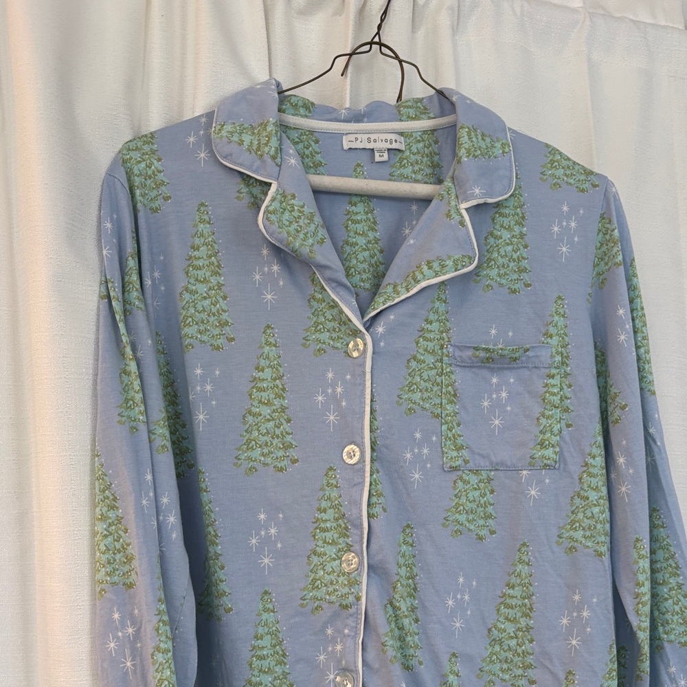 PJ Salvage Blue and Green Tree Print Kids Pajama Top